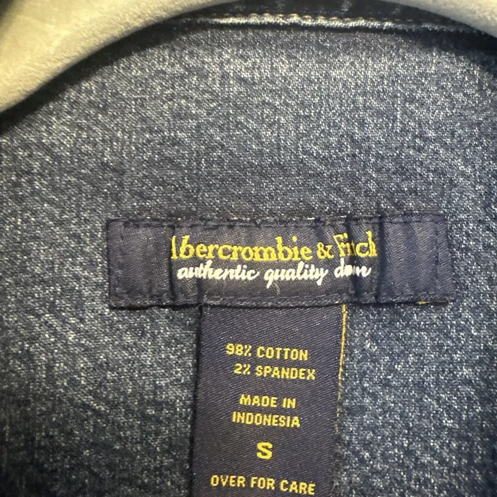 Abercrombie & Fitch Denim Jacket Womens Size Small Zip Up Blue Jean Y2K - Picture 5 of 8